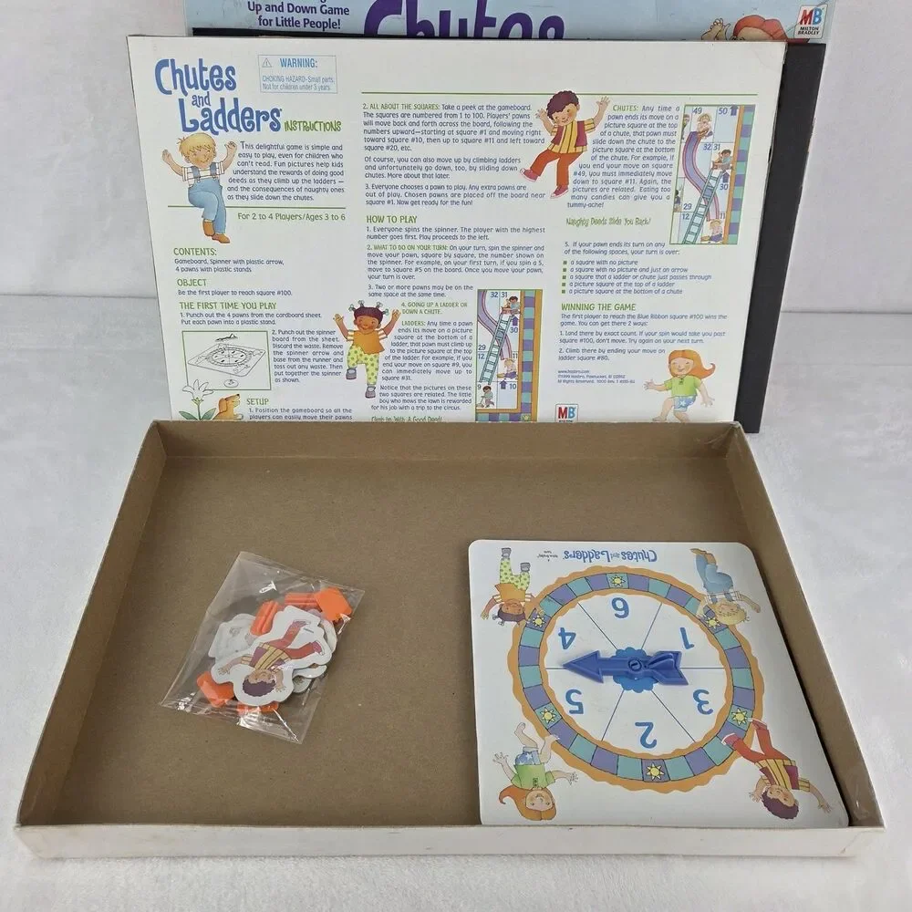 Vintage 1999 Chutes and Ladders Board Game Hasbro Milton-Bradley Complete
